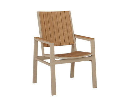 Berlin Gardens Vida Poly Dining Chair in Sahara Speckle, Natural Teak slats