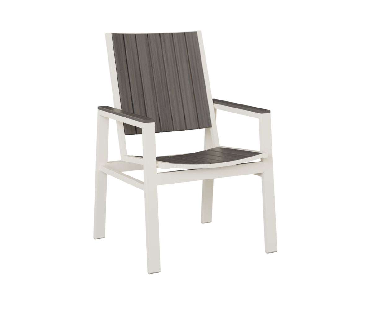 Berlin Gardens Vida Poly Dining Chair in White, Coastal Gray slats