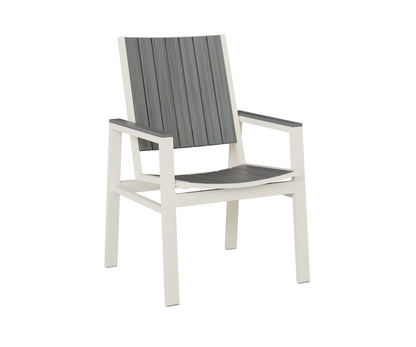 Berlin Gardens Vida Poly Dining Chair in White, Driftwood Gray slats