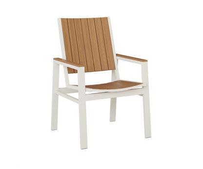 Berlin Gardens Vida Poly Dining Chair in White, Natural Teak slats
