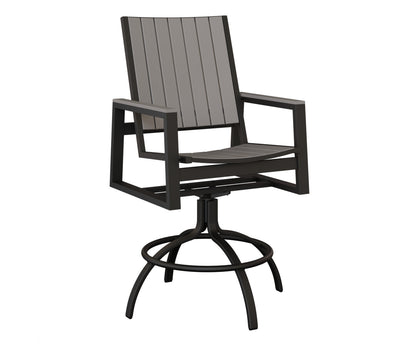Berlin Gardens Vida Poly Swivel Bar Chair in Black, Light Gray slats