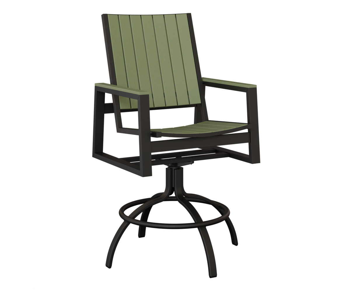 Berlin Gardens Vida Poly Swivel Bar Chair in Black, Sage slats