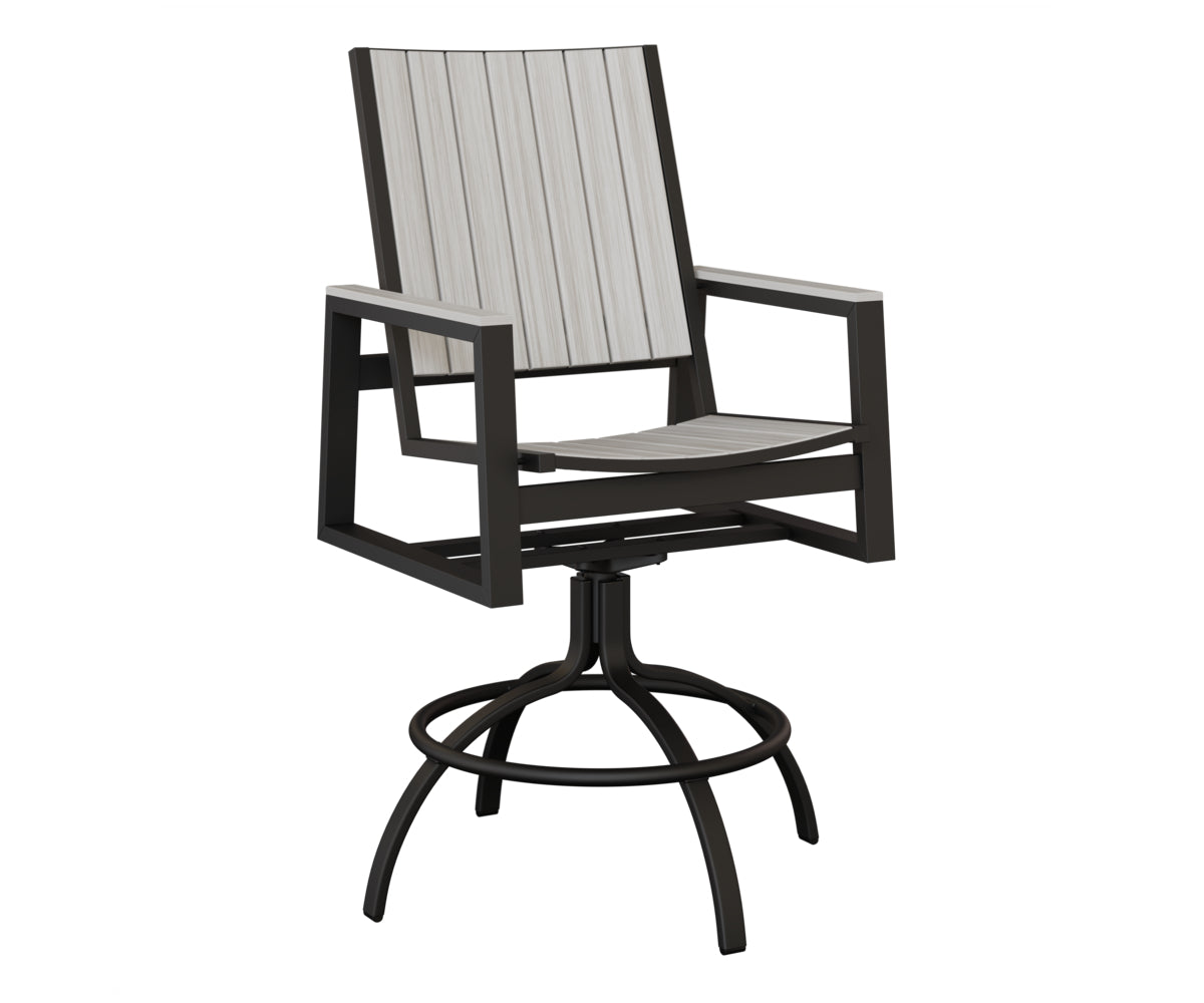 Berlin Gardens Vida Poly Swivel Bar Chair in Black, Seashell slats