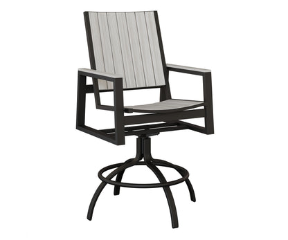 Berlin Gardens Vida Poly Swivel Bar Chair in Black, Seashell slats