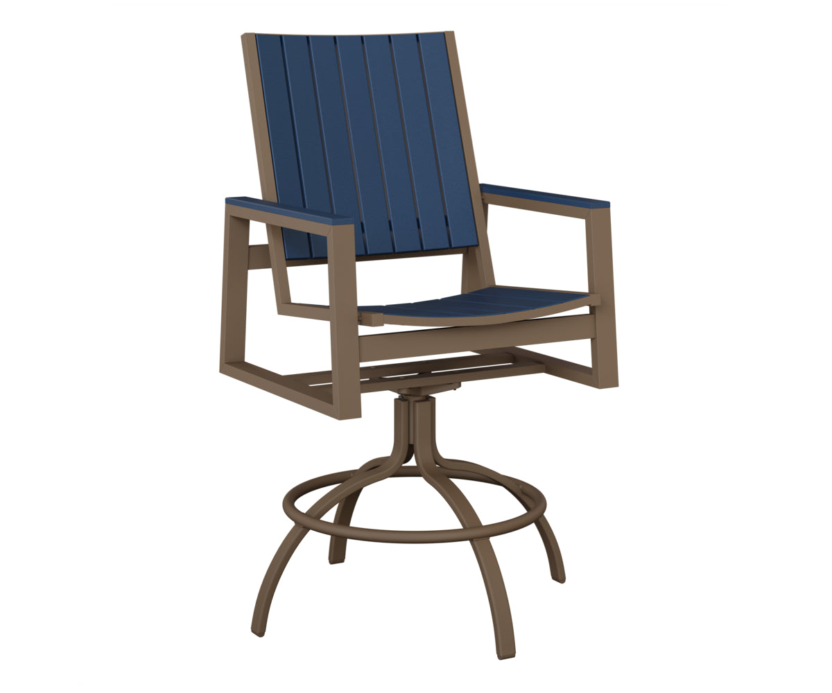 Berlin Gardens Vida Poly Swivel Bar Chair in Clay, Navy Blue slats