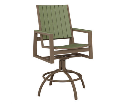 Berlin Gardens Vida Poly Swivel Bar Chair in Clay, Sage slats