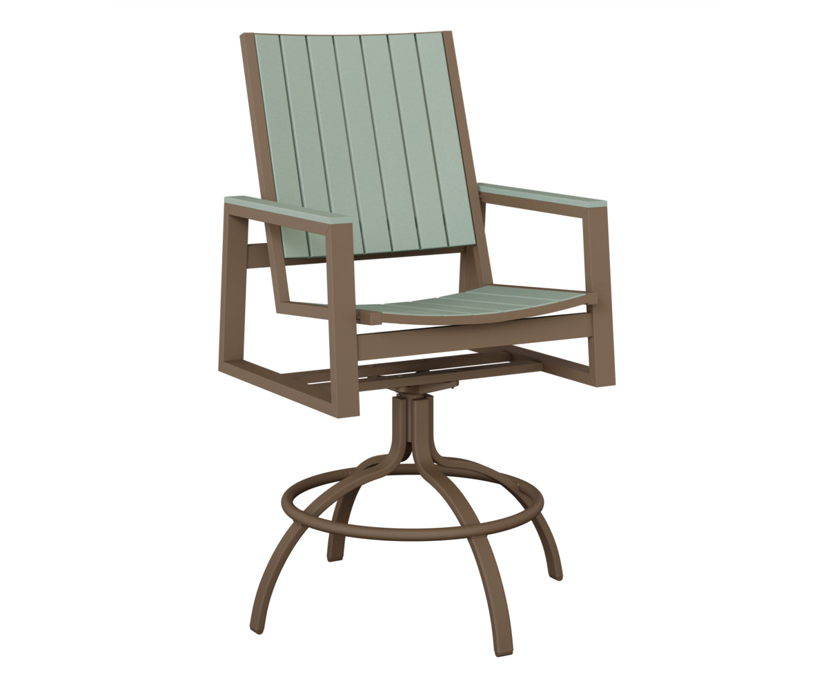 Berlin Gardens Vida Poly Swivel Bar Chair in Clay, Sea Foam slats