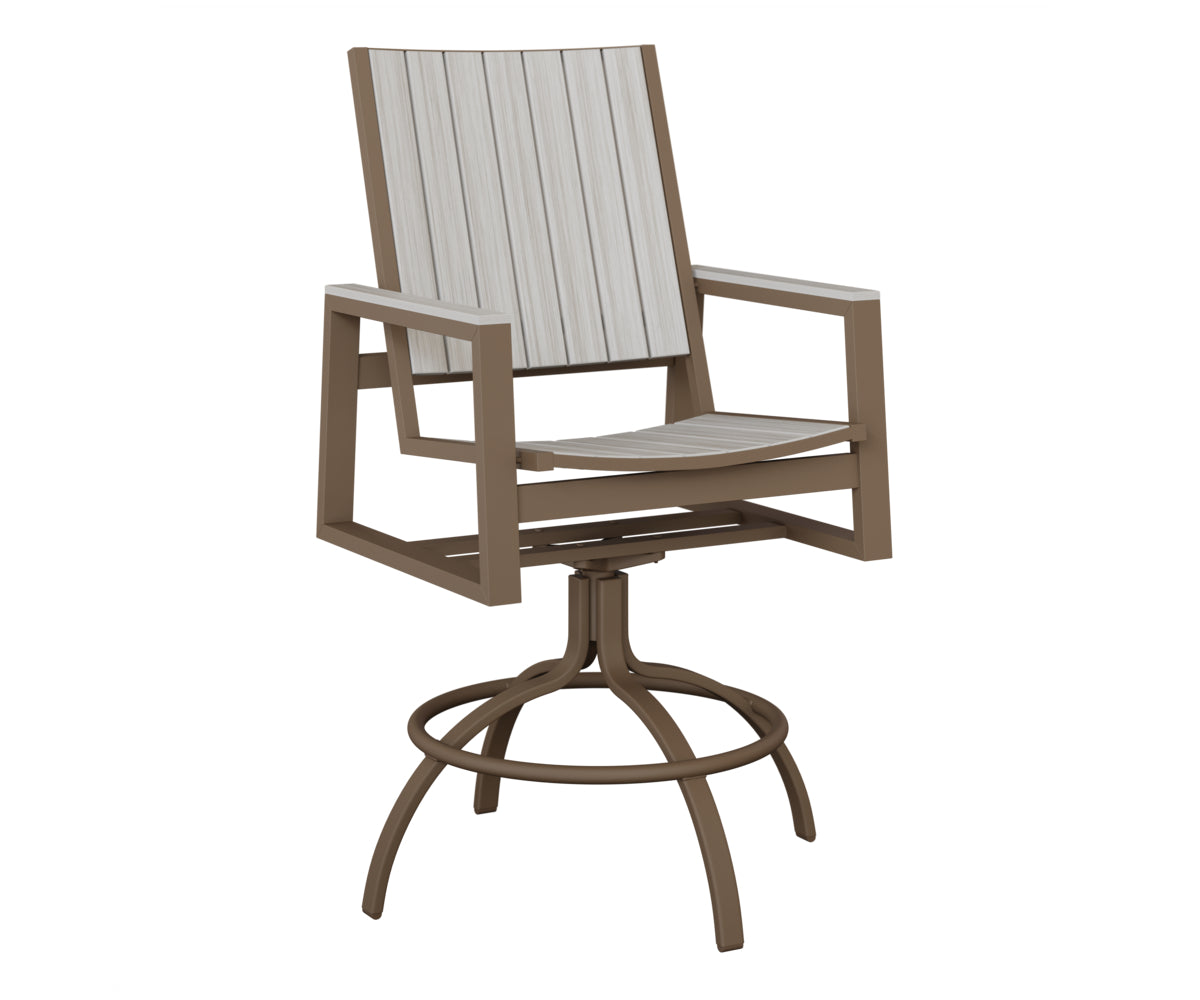 Berlin Gardens Vida Poly Swivel Bar Chair in Clay, Seashell slats