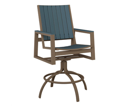 Berlin Gardens Vida Poly Swivel Bar Chair in Clay, Slate slats
