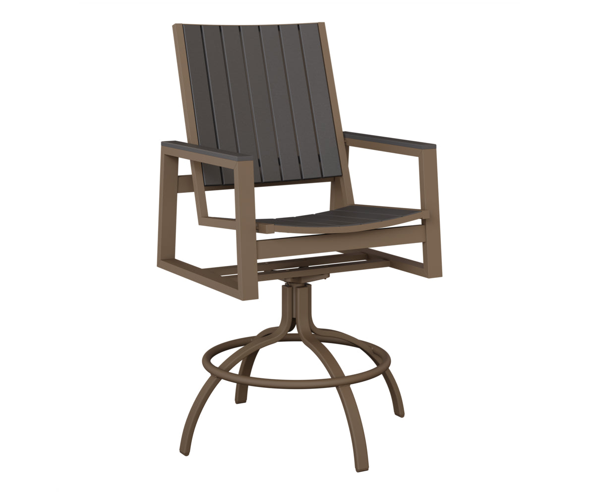 Berlin Gardens Vida Poly Swivel Bar Chair in Clay, Smoke Gray slats