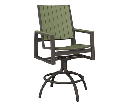 Berlin Gardens Vida Poly Swivel Bar Chair in Granite Speckle, Sage slats
