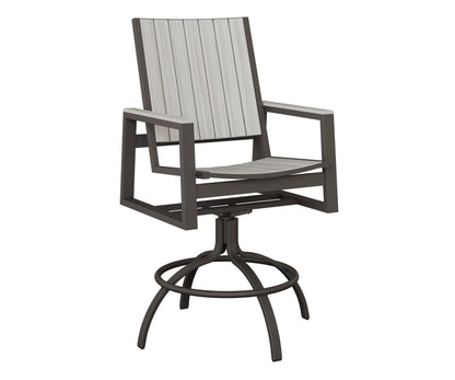 Berlin Gardens Vida Poly Swivel Bar Chair in Granite Speckle, Seashell slats