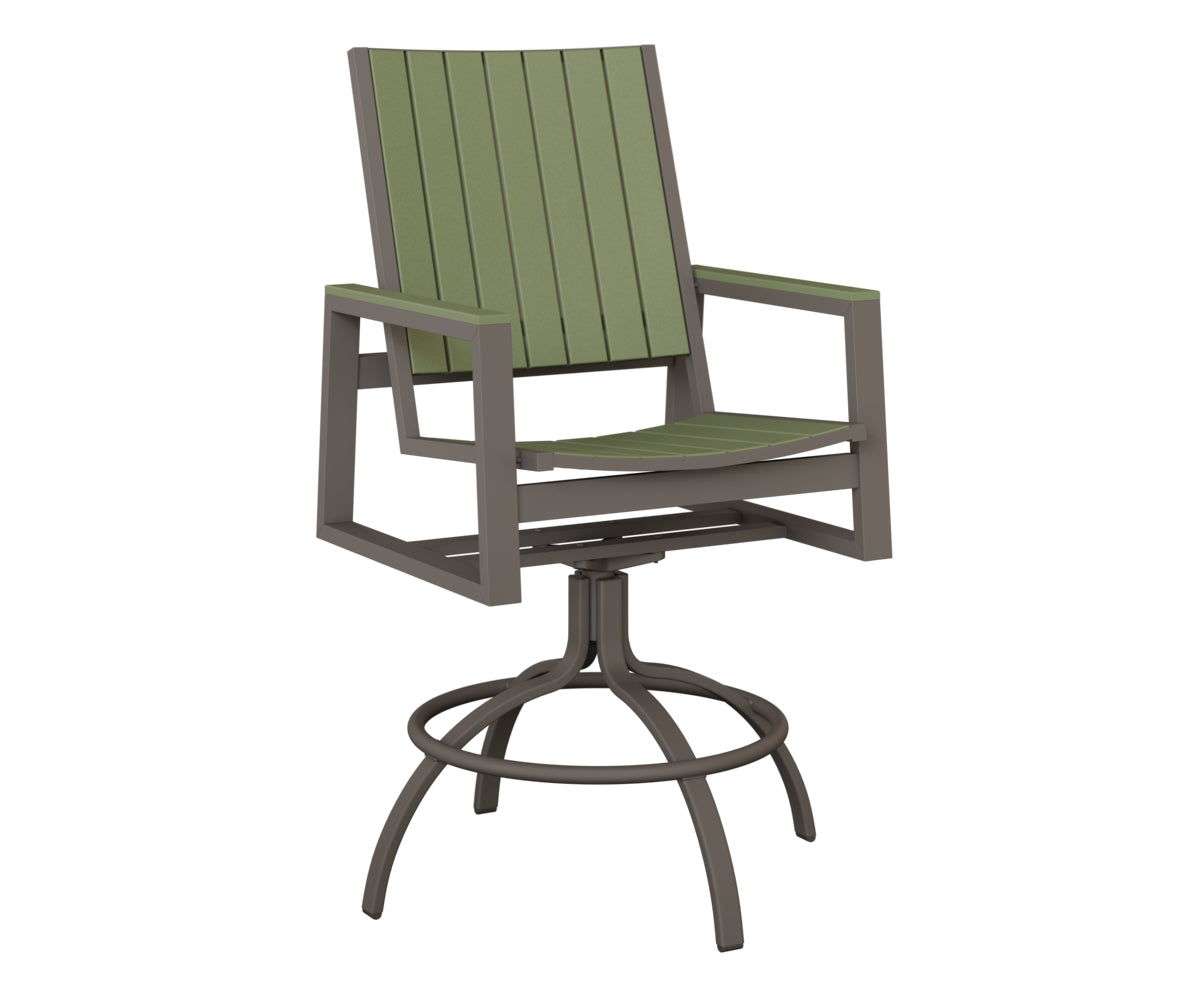 Berlin Gardens Vida Poly Swivel Bar Chair in Graphite, Sage slats