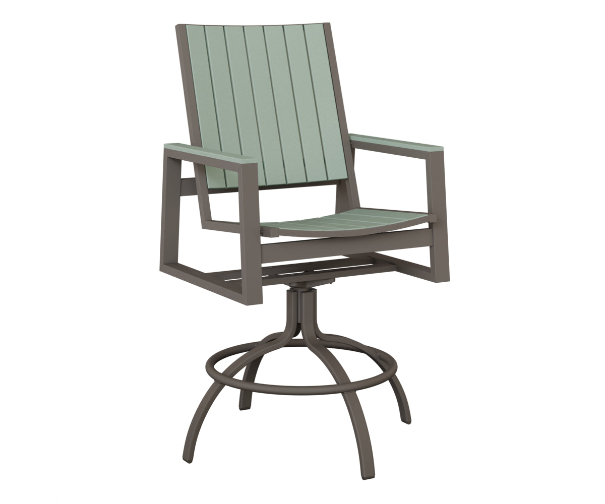 Berlin Gardens Vida Poly Swivel Bar Chair in Graphite, Sea Foam slats