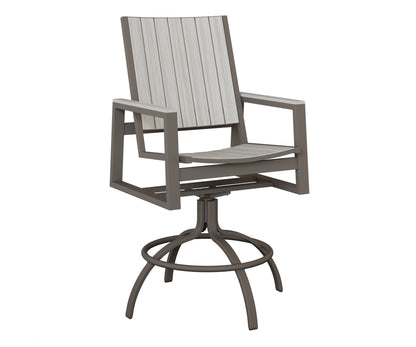 Berlin Gardens Vida Poly Swivel Bar Chair in Graphite, Seashell slats
