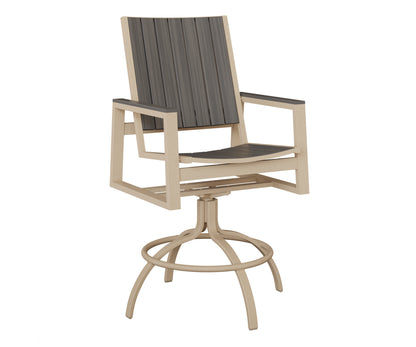 Berlin Gardens Vida Poly Swivel Bar Chair in Luna Multi, Coastal Gray slats