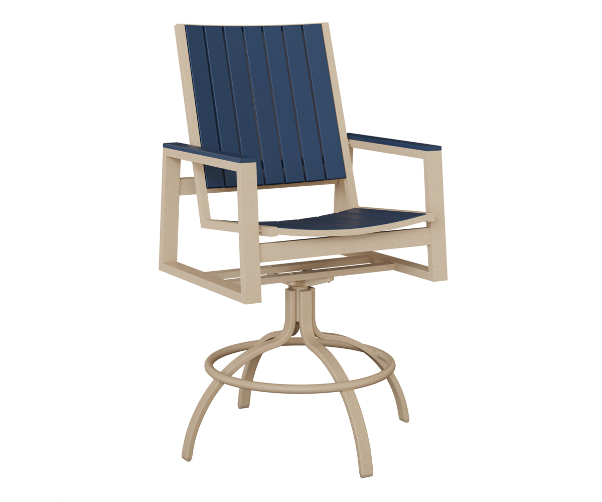 Berlin Gardens Vida Poly Swivel Bar Chair in Luna Multi, Navy Blue slats