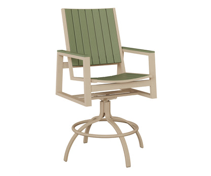 Berlin Gardens Vida Poly Swivel Bar Chair in Luna Multi, Sage slats