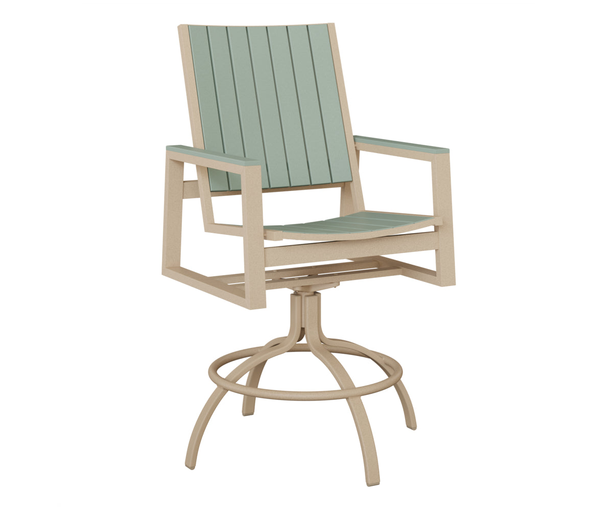 Berlin Gardens Vida Poly Swivel Bar Chair in Luna Multi, Sea Foam slats