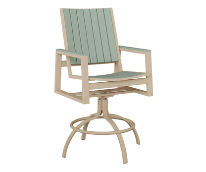 Berlin Gardens Vida Poly Swivel Bar Chair in Luna Multi, Sea Foam slats