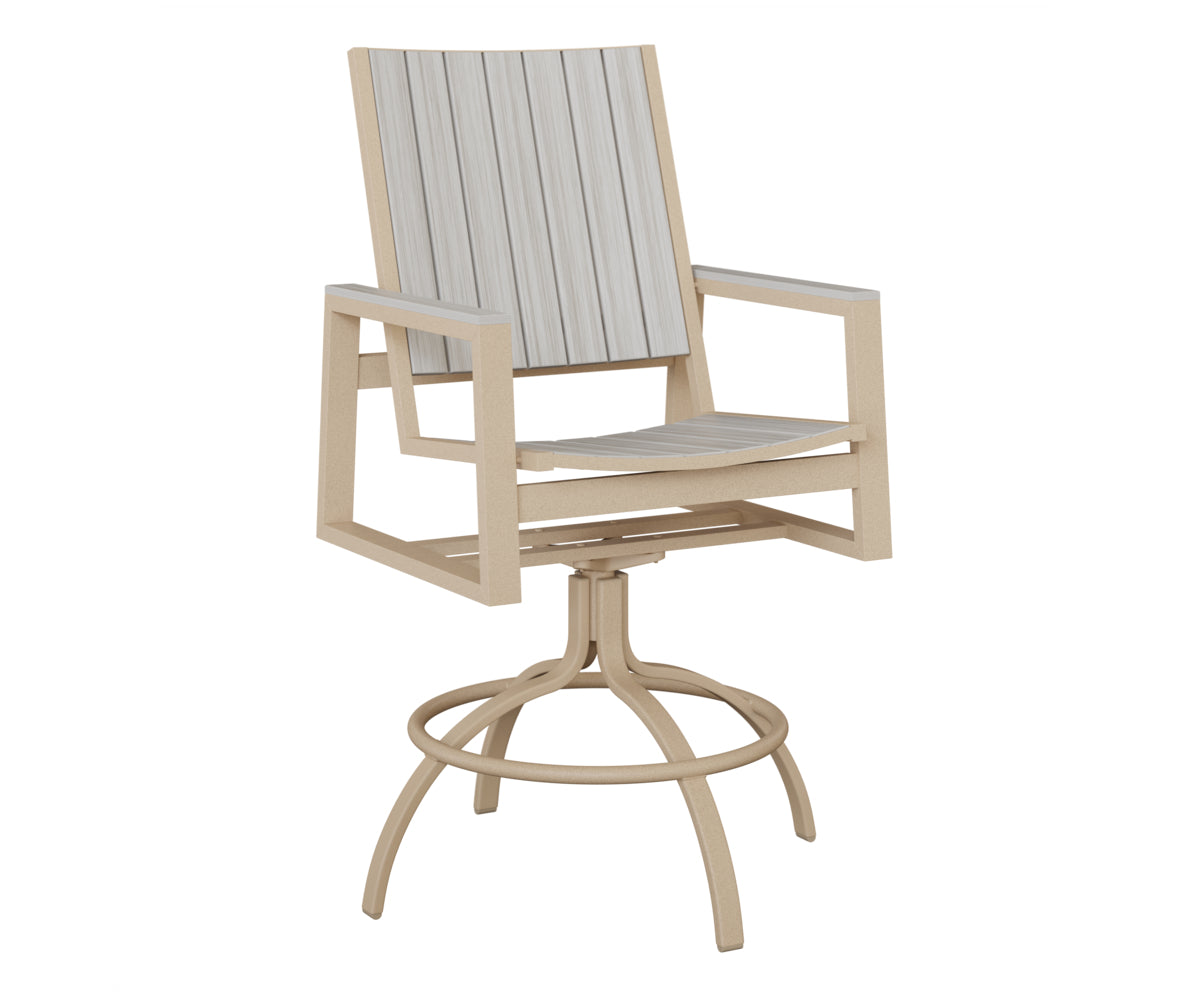Berlin Gardens Vida Poly Swivel Bar Chair in Luna Multi, Seashell slats