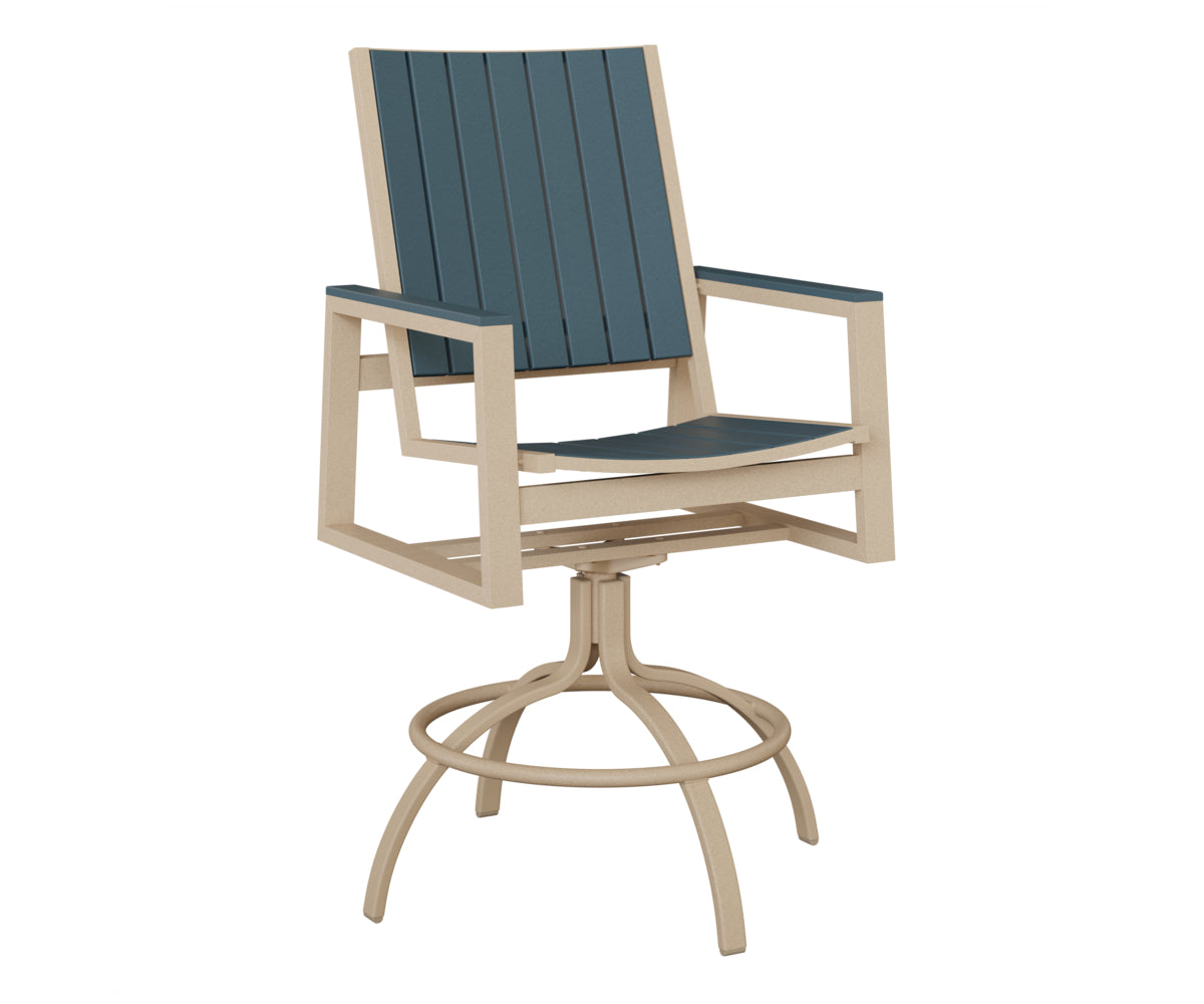 Berlin Gardens Vida Poly Swivel Bar Chair in Luna Multi, Slate slats
