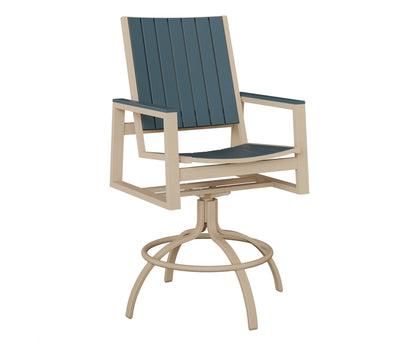 Berlin Gardens Vida Poly Swivel Bar Chair in Luna Multi, Slate slats