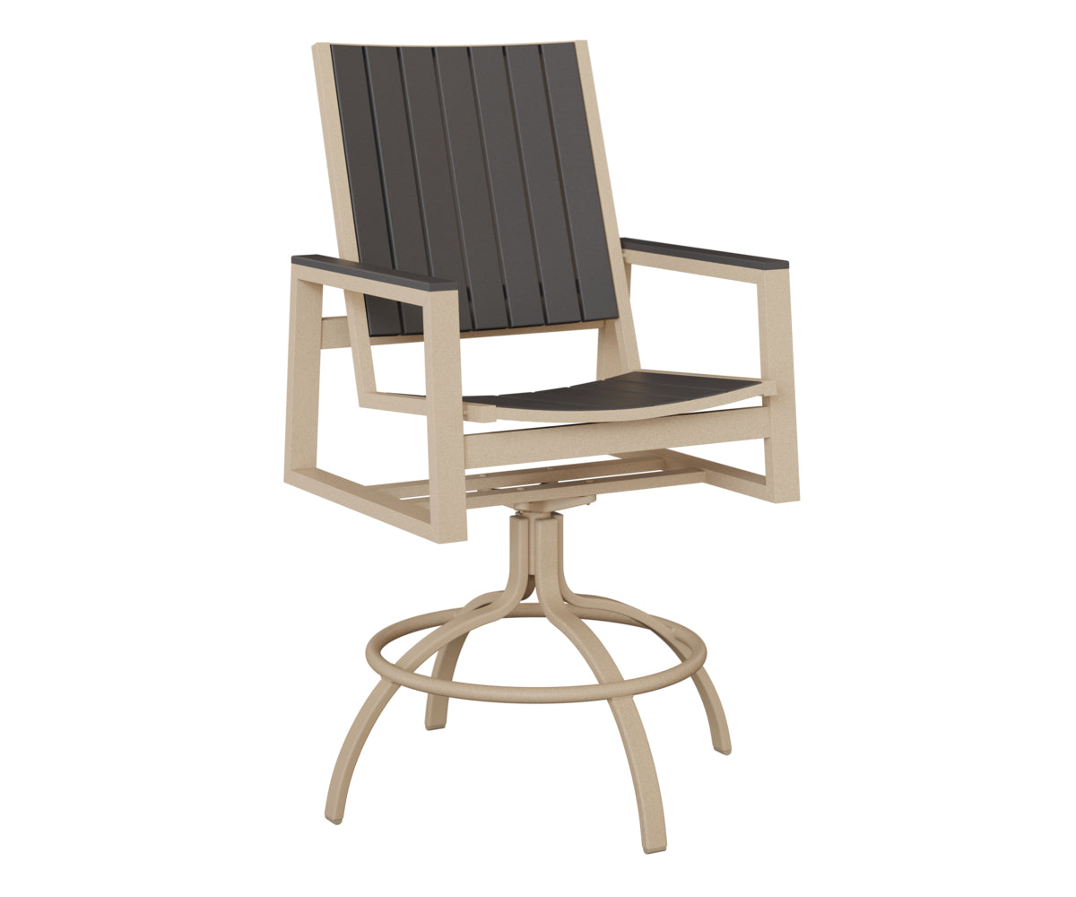 Berlin Gardens Vida Poly Swivel Bar Chair in Luna Multi, Smoke Gray slats