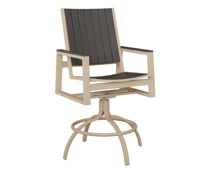 Berlin Gardens Vida Poly Swivel Bar Chair in Luna Multi, Smoke Gray slats