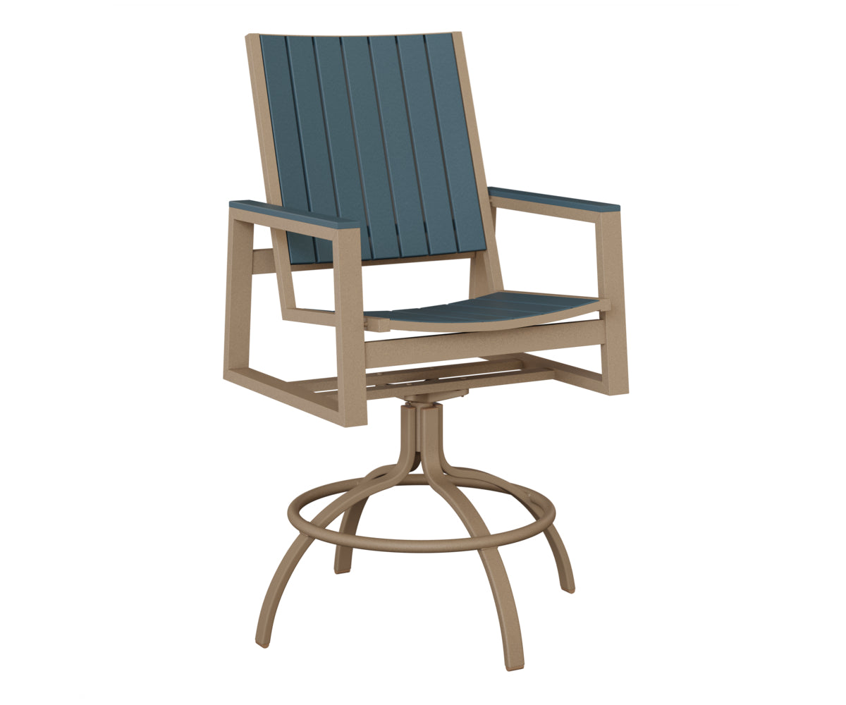 Berlin Gardens Vida Poly Swivel Bar Chair in Oak Wood Vein, Slate slats