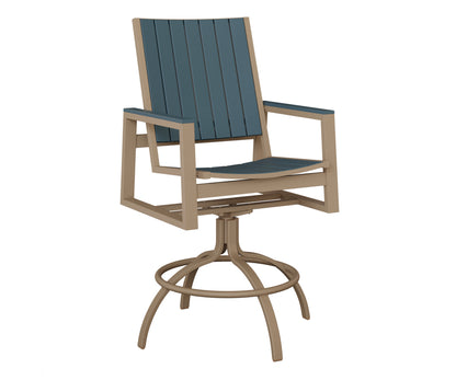 Berlin Gardens Vida Poly Swivel Bar Chair in Oak Wood Vein, Slate slats
