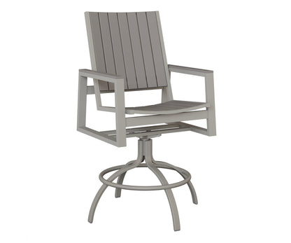 Berlin Gardens Vida Poly Swivel Bar Chair in Platinum Silver, Light Gray slats
