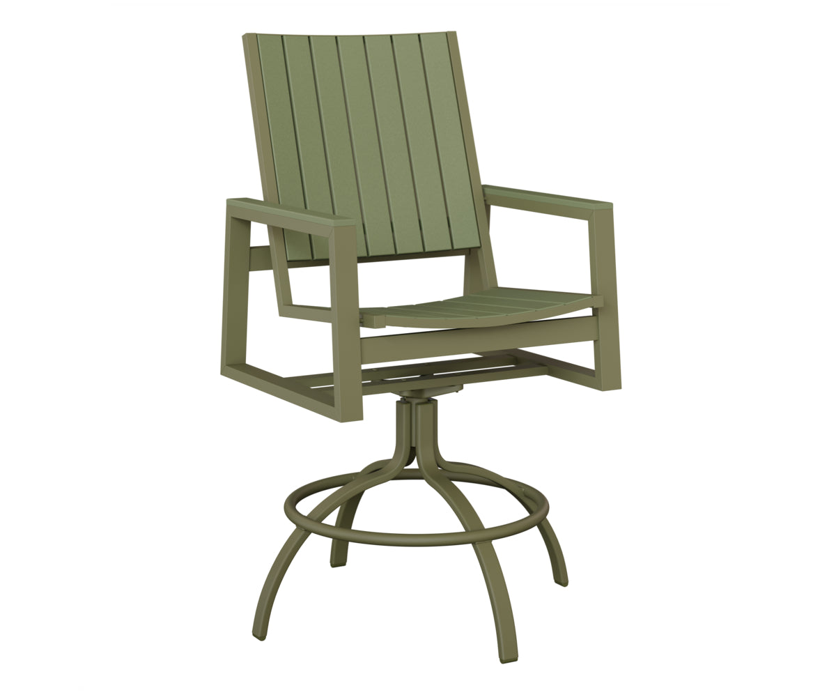 Berlin Gardens Vida Poly Swivel Bar Chair in Green Sage, Sage slats