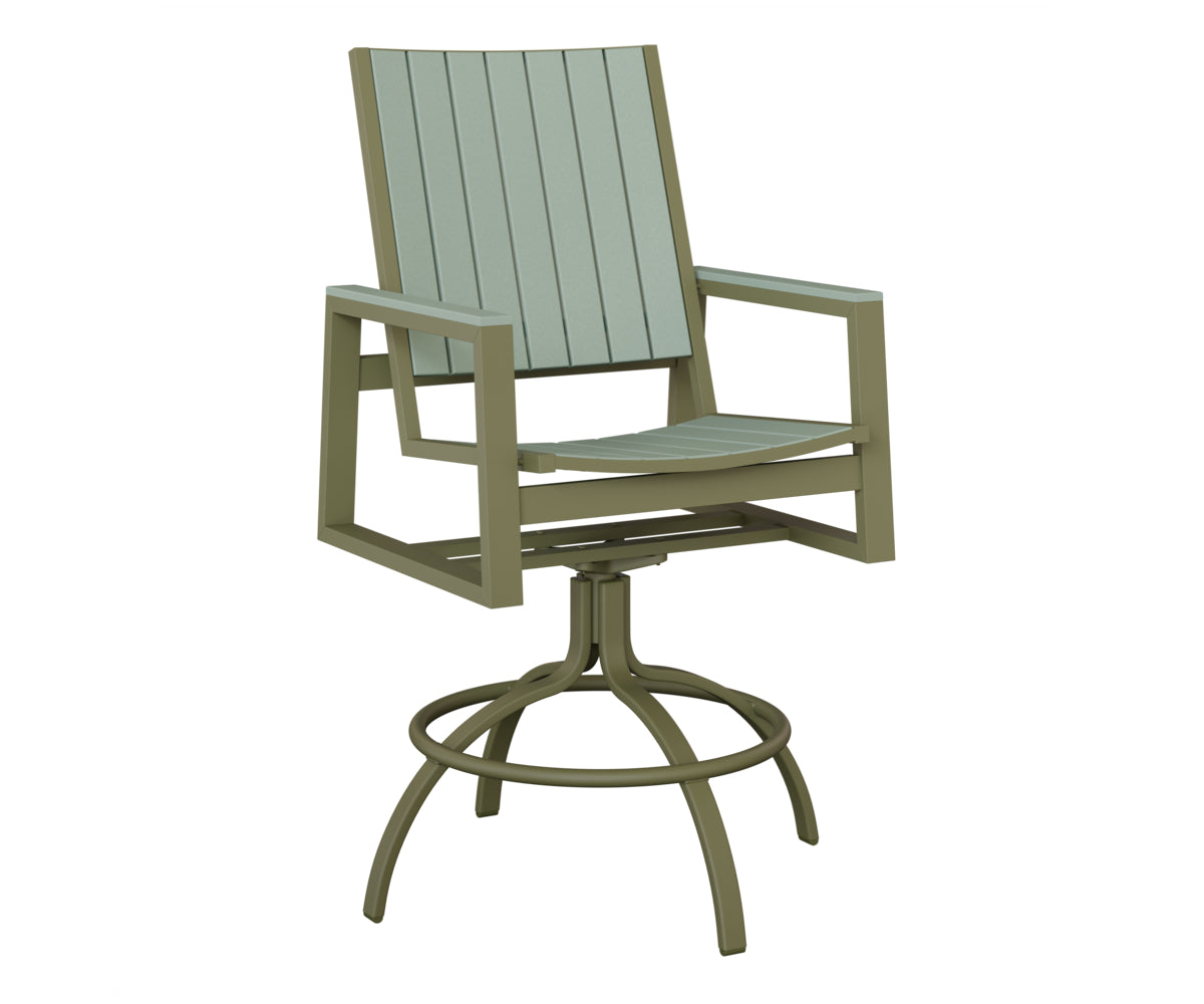 Berlin Gardens Vida Poly Swivel Bar Chair in Green Sage, Sea Foam slats