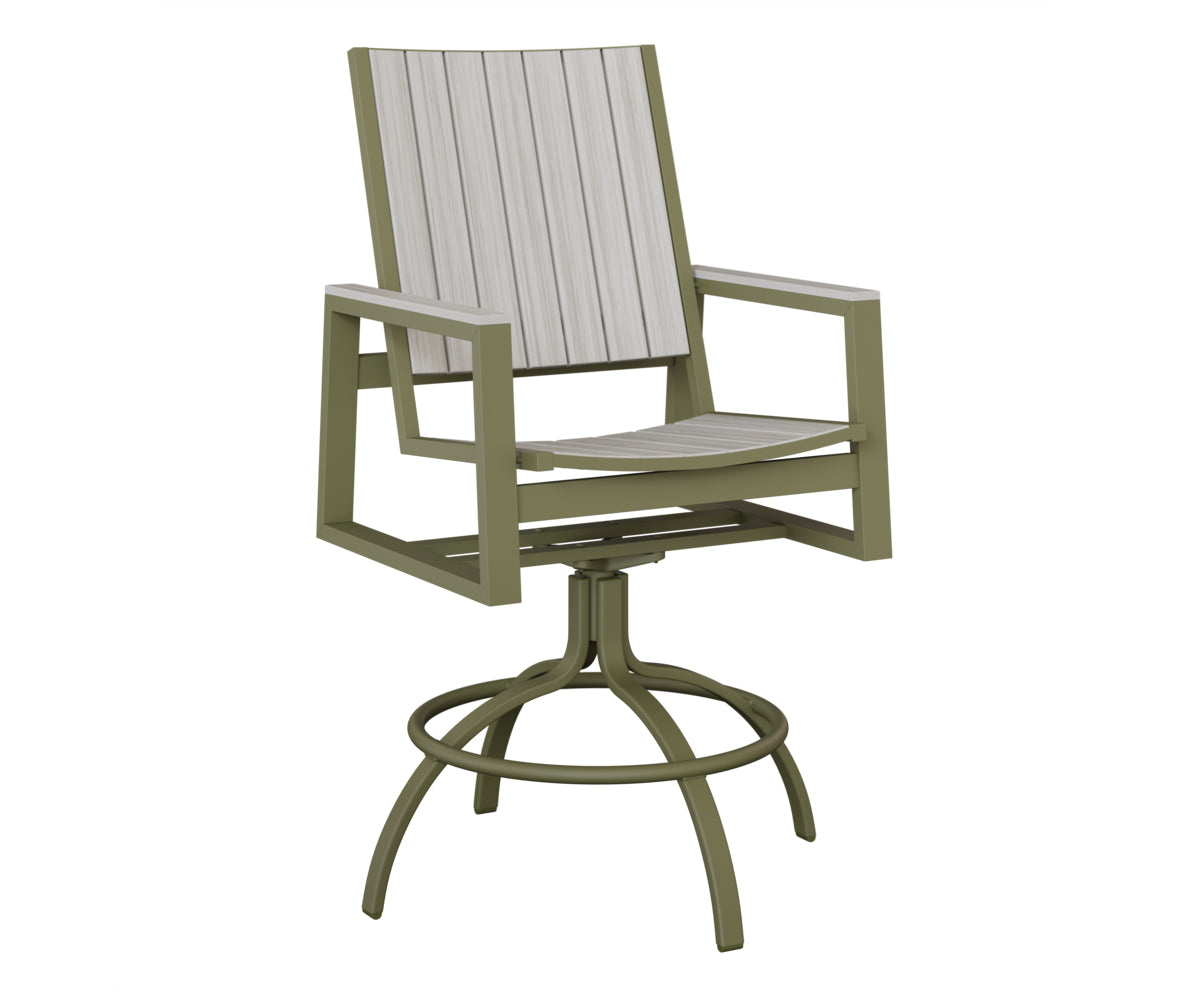 Berlin Gardens Vida Poly Swivel Bar Chair in Green Sage, Seashell slats