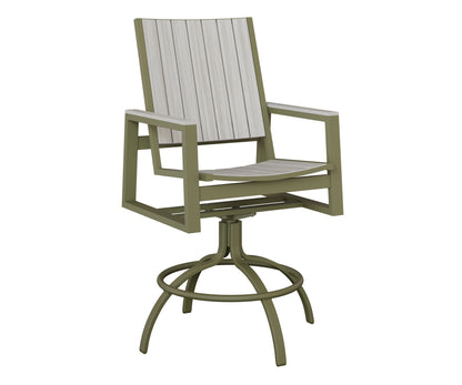 Berlin Gardens Vida Poly Swivel Bar Chair in Green Sage, Seashell slats