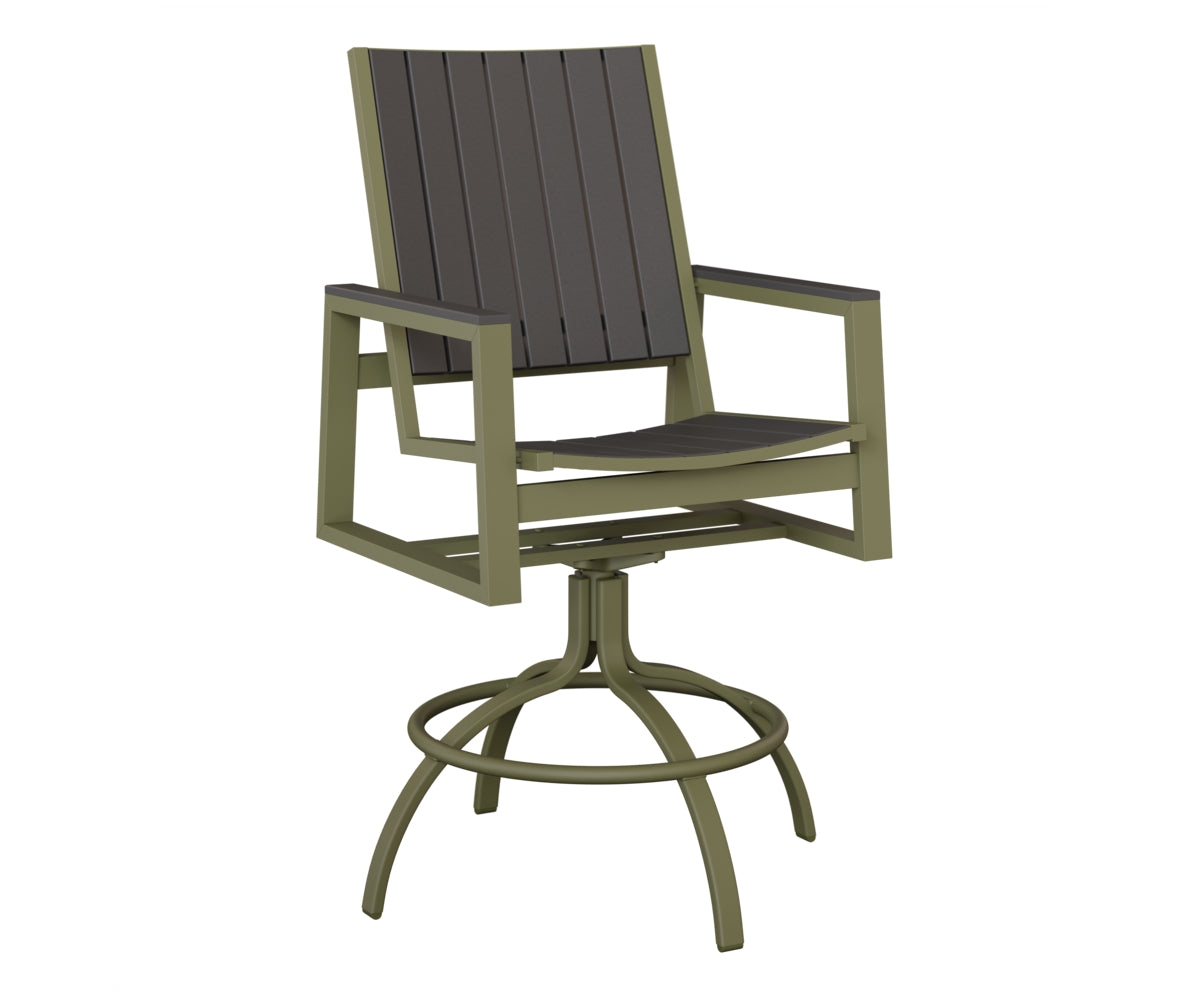 Berlin Gardens Vida Poly Swivel Bar Chair in Green Sage, Smoke Gray slats