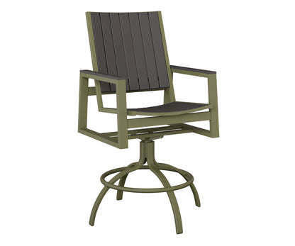 Berlin Gardens Vida Poly Swivel Bar Chair in Green Sage, Smoke Gray slats