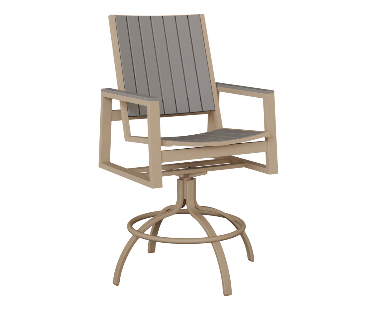 Berlin Gardens Vida Poly Swivel Bar Chair in Sahara Speckle, Light Gray slats
