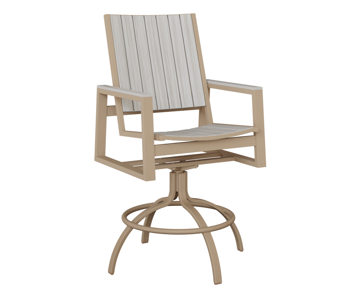 Berlin Gardens Vida Poly Swivel Bar Chair in Sahara Speckle, Seashell slats