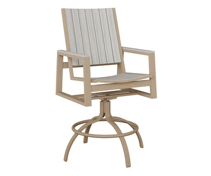 Berlin Gardens Vida Poly Swivel Bar Chair in Sahara Speckle, Seashell slats