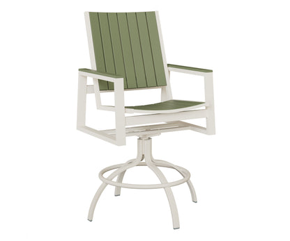 Berlin Gardens Vida Poly Swivel Bar Chair in White, Sage slats