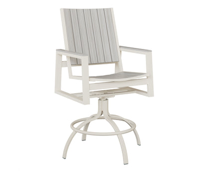 Berlin Gardens Vida Poly Swivel Bar Chair in White, Seashell slats