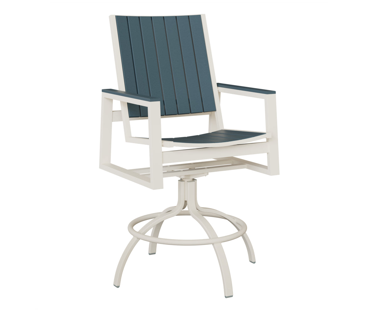 Berlin Gardens Vida Poly Swivel Bar Chair in White, Slate slats