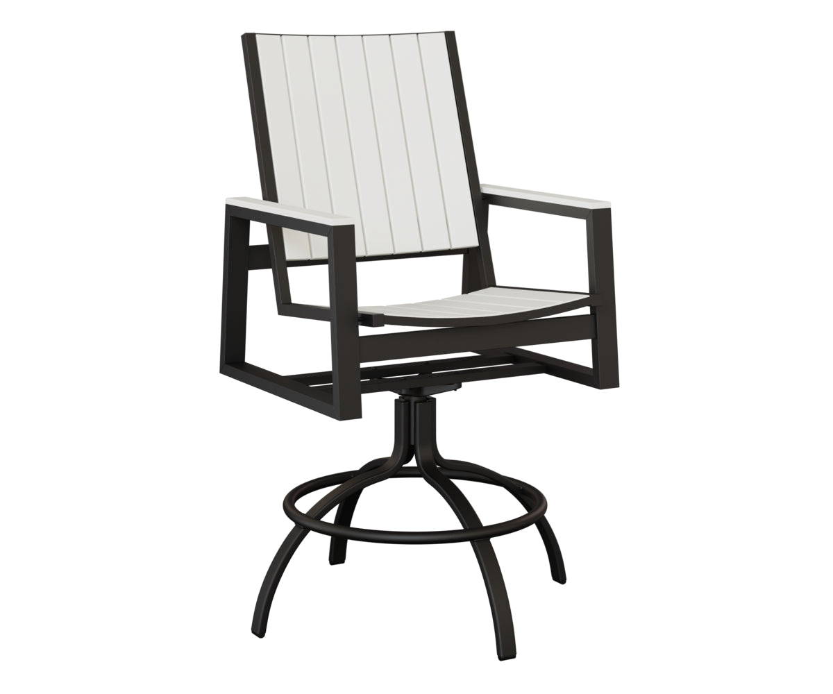 Berlin Gardens Vida Poly Swivel Bar Chair in Black, White slats