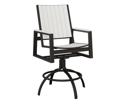 Berlin Gardens Vida Poly Swivel Bar Chair in Black, White slats