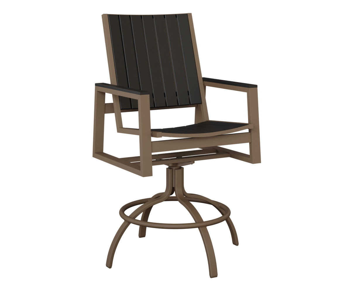 Berlin Gardens Vida Poly Swivel Bar Chair in Clay, Black slats