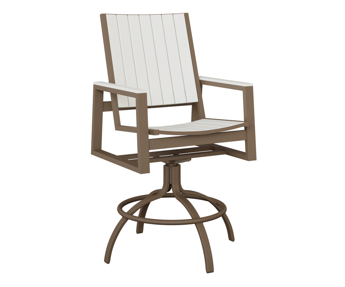 Berlin Gardens Vida Poly Swivel Bar Chair in Clay, White slats