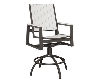 Berlin Gardens Vida Poly Swivel Bar Chair in Granite Speckle, White slats