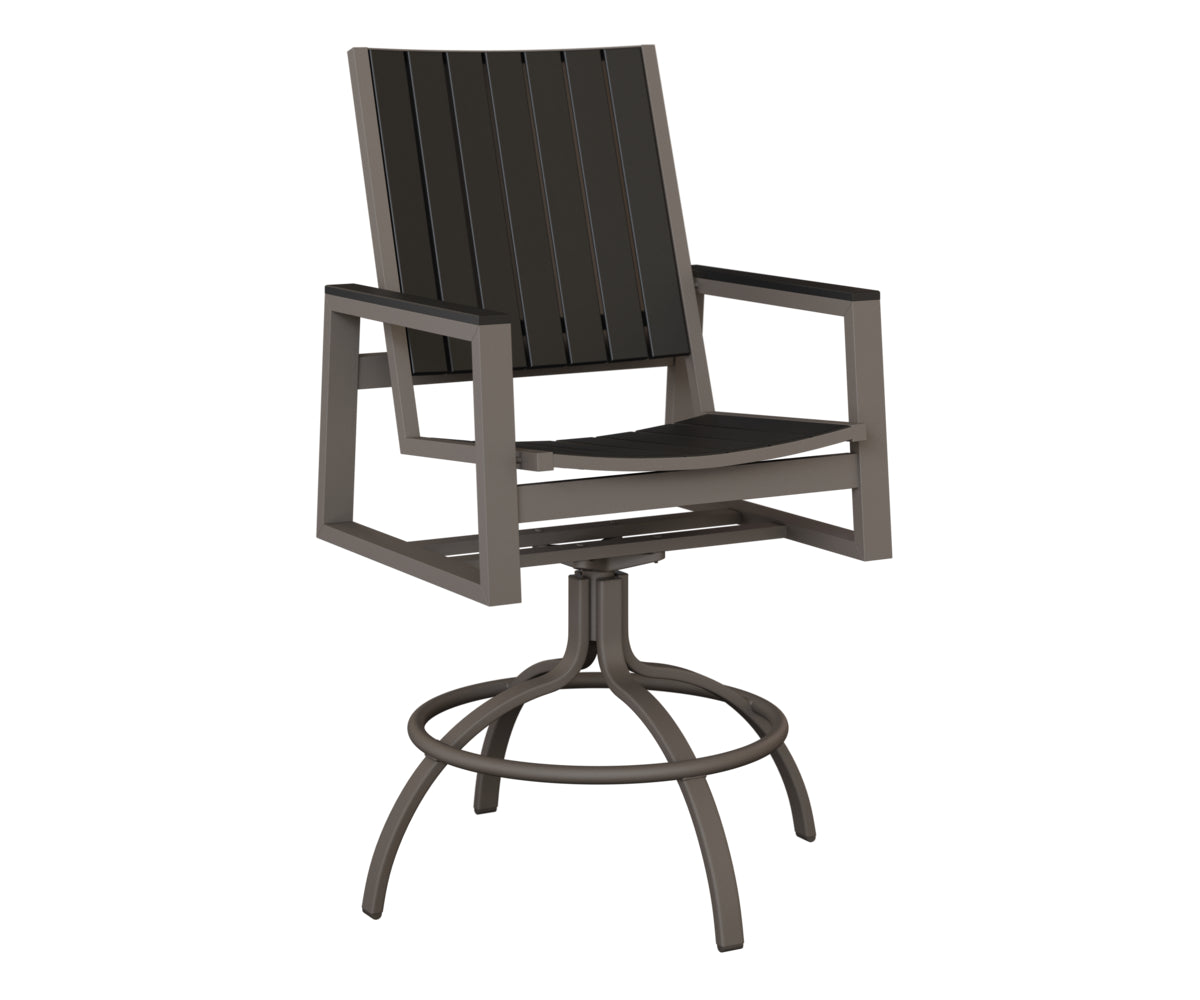 Berlin Gardens Vida Poly Swivel Bar Chair in Graphite, Black slats